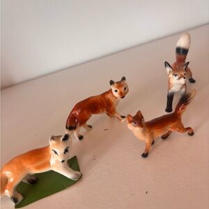 Vintage Bone China Mini Fox Family Lot